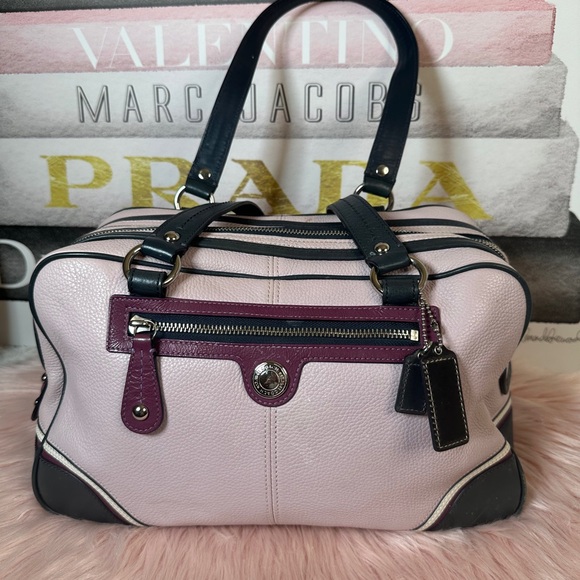 Coach Pink and Navy Satchel with Structured Design - Picture 1 of 17